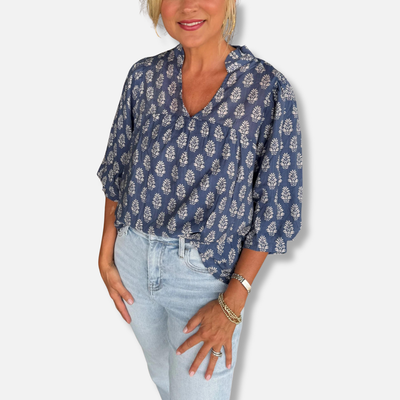 Arvae™ Flore - V-neck Half-sleeve Printed Shirt Top