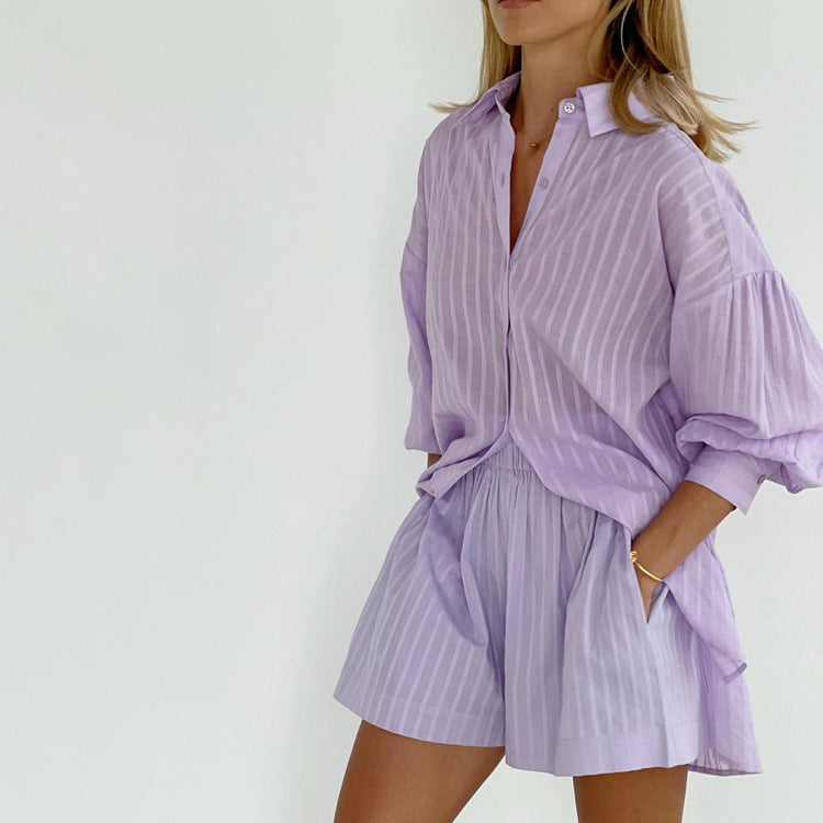 Arvae™ Viola | Breezy button-up and shorts set