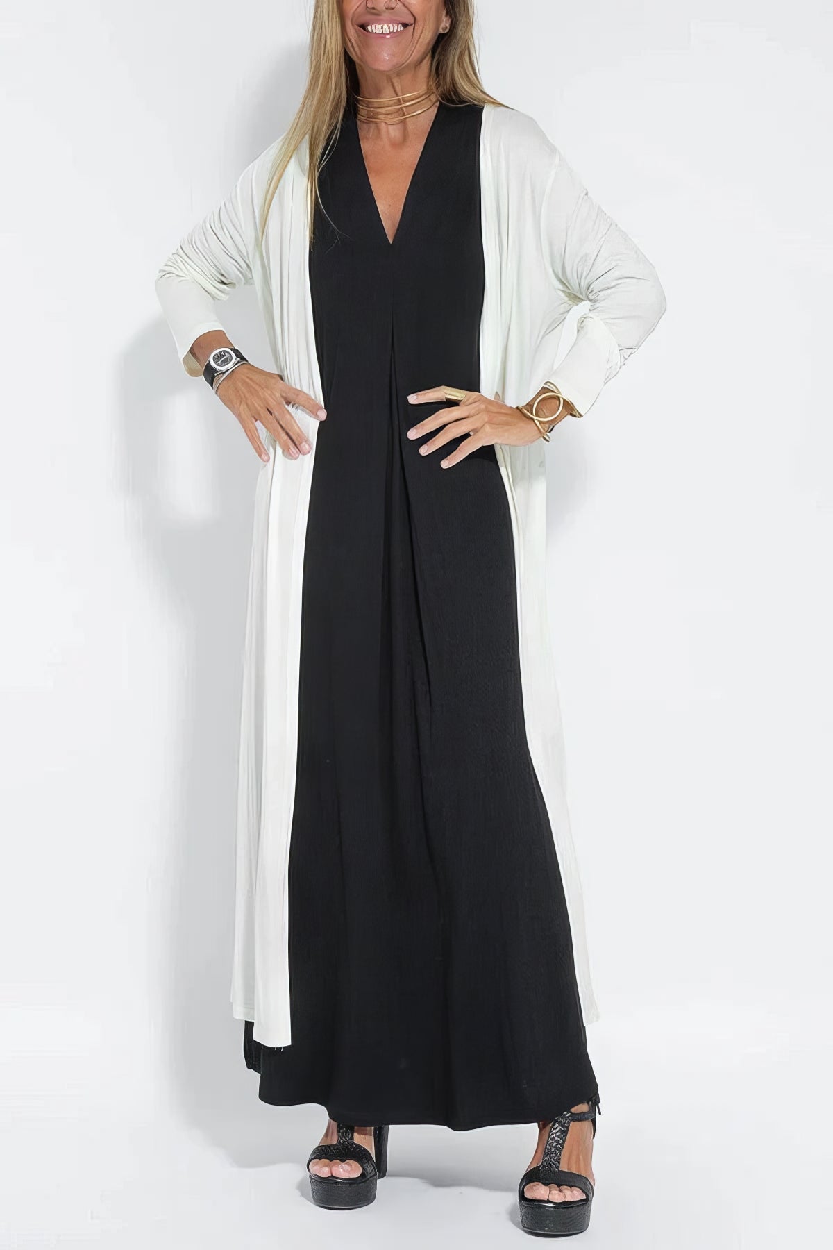 Arvae™ | Elegant Long Dress + Matching Cardigan