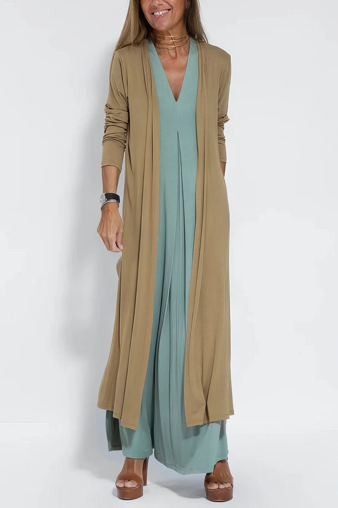 Arvae™ | Elegant Long Dress + Matching Cardigan